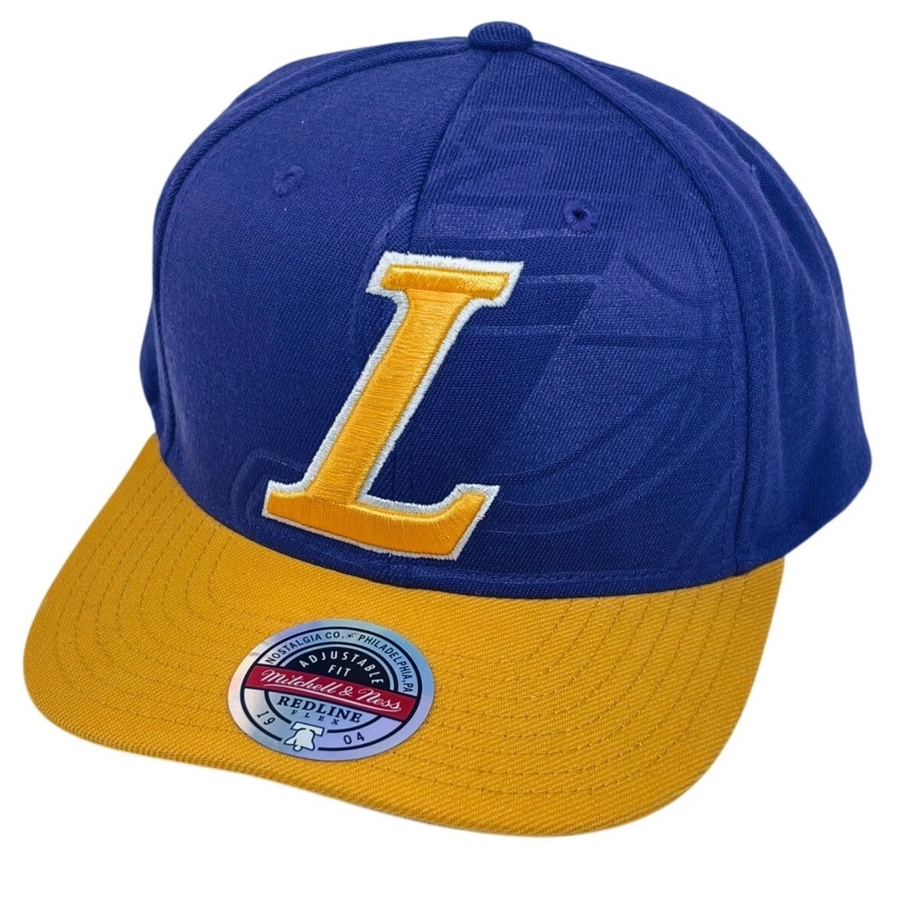 Mitchell & Ness Mens Lakers Snapback Hat Cap Purple Gold Embossed Embroidered